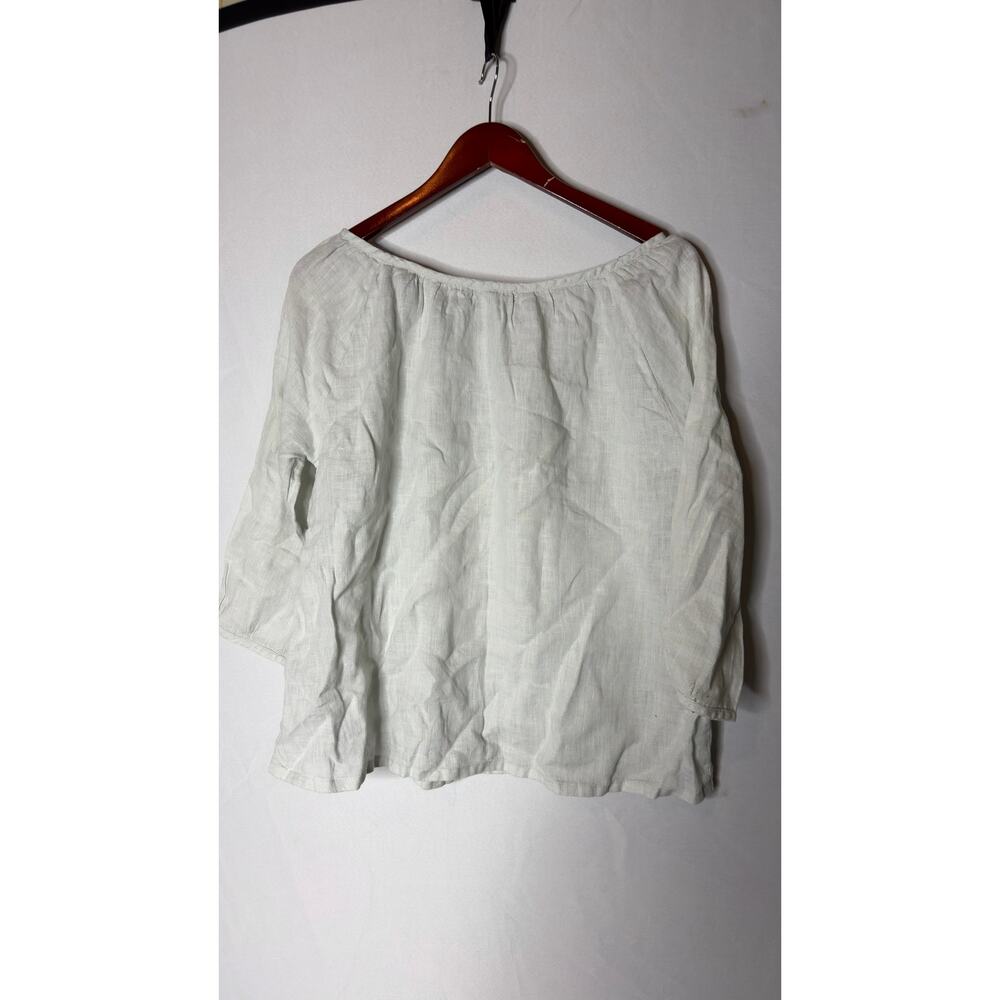 Artemesia handmade 100% linen off white blouse sz S - Picture 6 of 6